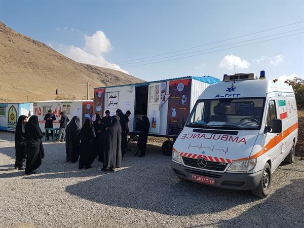ارائه خدمات بهداشتی درمانی شبکه بهداشت و درمان شهرستان صحنه به زائرین اربعین حسینی